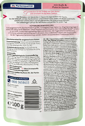 Potpuna hrana za mačke - teletina i ćuretina u sosu DEIN BESTES