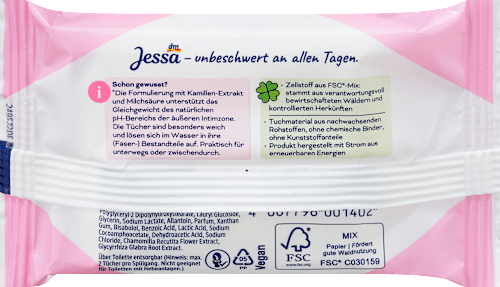 vlhčené ubrousky na intimní hygienu Jessa