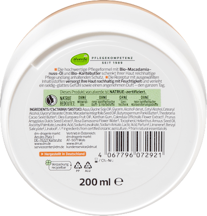 Körperbutter Macadamianuss alverde NATURKOSMETIK
