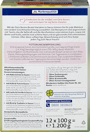 Kompletna hrana za odrasle mačke - meso i riba u sosu, 12x100g DEIN BESTES