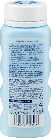 Sensitive otroški puder s koruznim škrobom, izvlečkom ognjiča in jojobinim oljem babylove