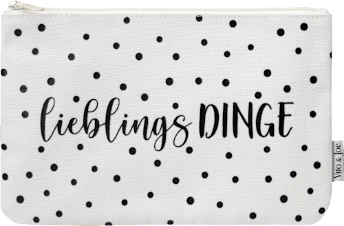 Kosmetiktasche weiß "Lieblingsdinge" mit schwarzen Punkten Vito & Joe