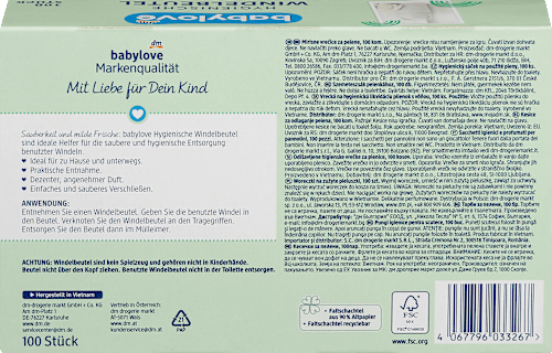 Windelbeutel mit Frischeduft babylove