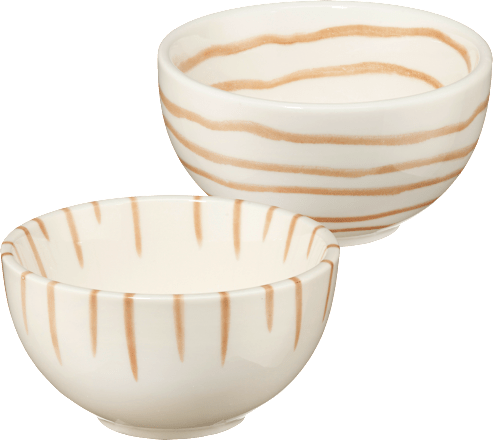 Dipschälchen aus Steingut, gestreift, natur/beige (4,5x8,5cm) Dekorieren & Einrichten