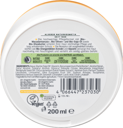 alverde Körperbutter Bio-Orangenblüte, Bio-Sheabutter alverde NATURKOSMETIK