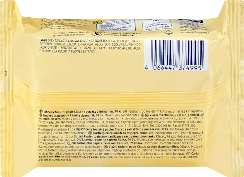 Carta igienica umidificata Classic con estratto di camomilla Sanft&Sicher