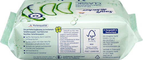 Hârtie igienică umedă clasică Aloe Vera Sanft&Sicher