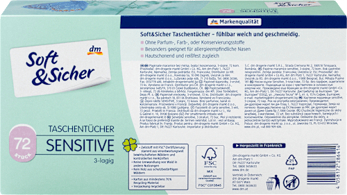 Taschentücher Box sensitive 3-lagig Soft&Sicher