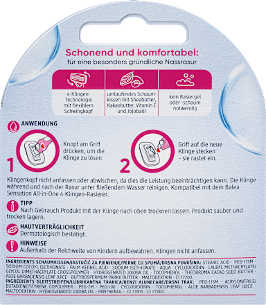 Pótfej Sensation All-in-one borotvához, 4-pengés Balea