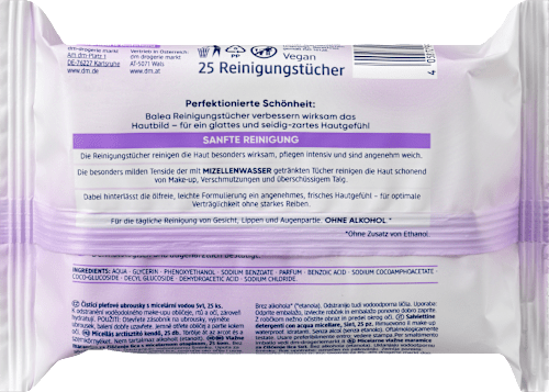 čisticí pleťové ubrousky s micelární vodou  Balea