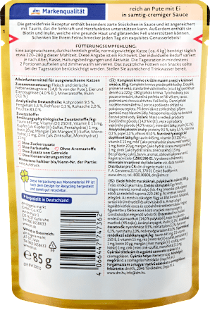 Popolna hrana za odrasle mačke s puro in jajci DEIN BESTES