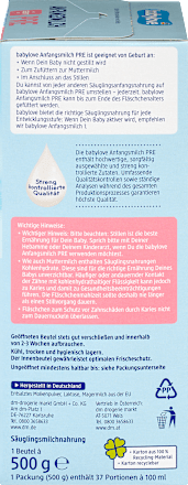 Anfangsmilch Pre von Geburt an babylove