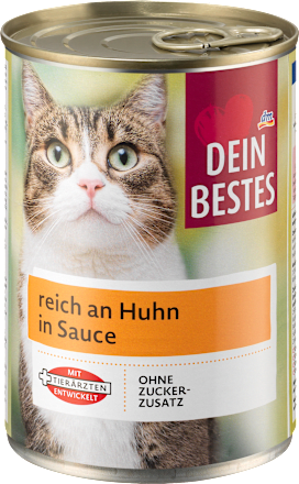 Nassfutter Katze, reich an Huhn in Sauce Dein Bestes