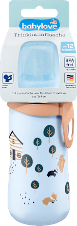 Trinkhalmflasche blau, 330 ml babylove