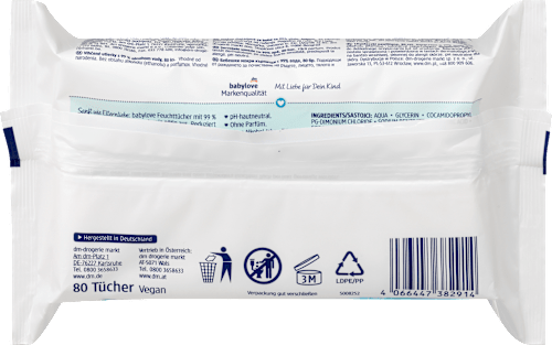 Feuchttücher mit 99 % Wasser babylove