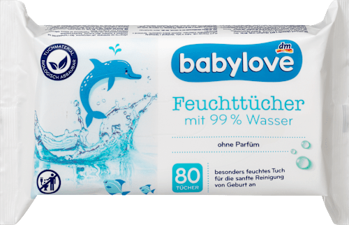 Feuchttücher mit 99 % Wasser babylove