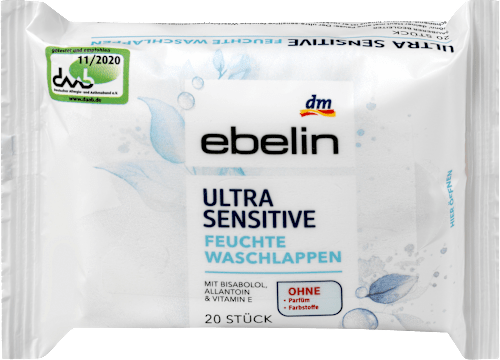 Vlhčené čistiace utierky Ultra Sensitive ebelin
