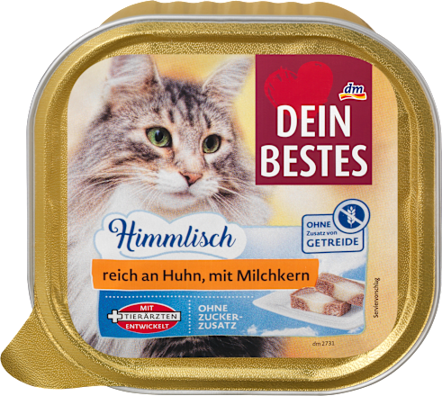 Nassfutter Katze reich an Huhn mit Milchkern, Himmlisch Dein Bestes
