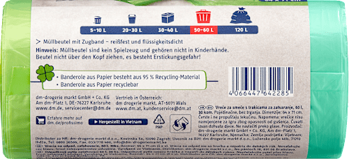 Worki na śmieci z taśmą ściągającą, 60 L Profissimo