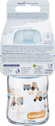 Babyflasche aus Glas Weithals, 120ml, blau babylove
