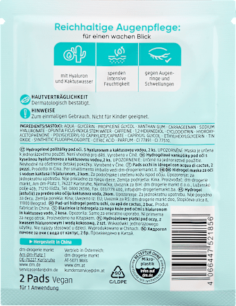 Augenpads Hydrogel Kaktuswasser (1 Paar) Balea