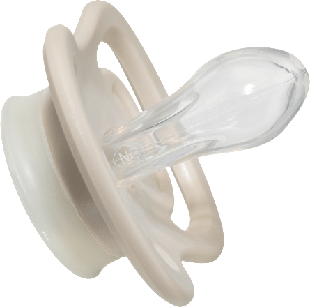 Schnuller Air Nacht Silikon symmetrisch, braun/grau, Gr.1, 0-6 Monate babylove