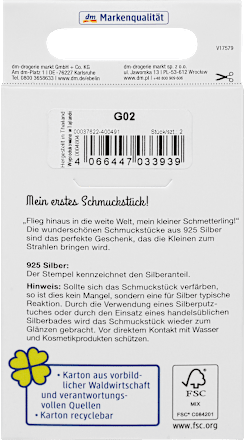 Ohrstecker Kind Schmetterling 925 Silber ebelin