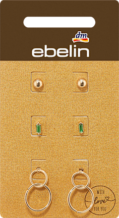 Ohrstecker Kreise & Strass, Gold-Optik ebelin