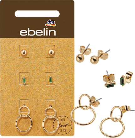 Ohrstecker Kreise & Strass, Gold-Optik ebelin
