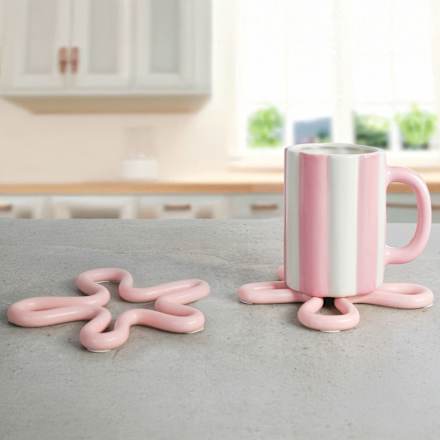 Untersetzer aus Keramik Blume, rosa (12,8x12,5x1 cm)  Soapland