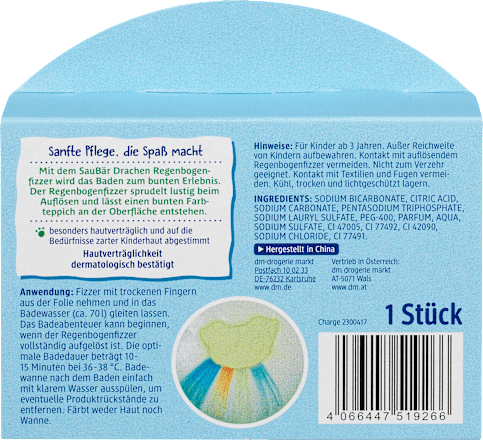 Szivárványos pezsgő fürdőtabletta, sárkány SauBär