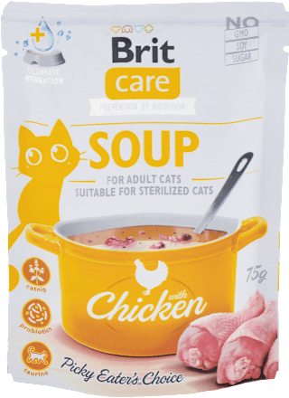 Polievka pre mačky care Soup with Chicken Brit