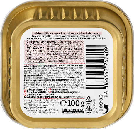 vanička pro kočky kuře ve smetanové omáčce Dein Bestes