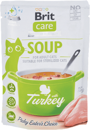Polievka pre mačky care Soup with Turkey Brit