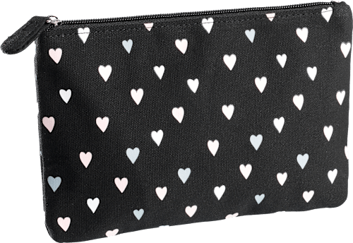 Kosmetiktasche schwarz mit bunten Herzen Vito & Joe