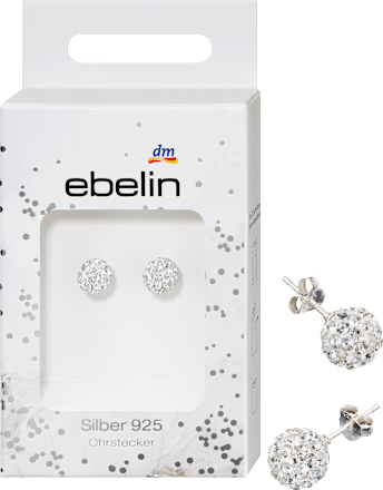 Ohrstecker Kugel mit Strasssteinen 925 Silber ebelin