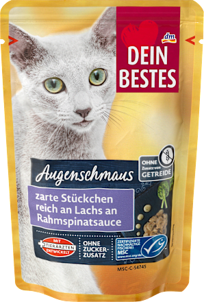 Augenschmaus kapsička pro kočky losos ve smetanové omáčce se špenátem Dein Bestes