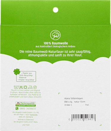 Stilleinlagen 4-lagig aus Bio-Baumwolle natur 13cm ALANA