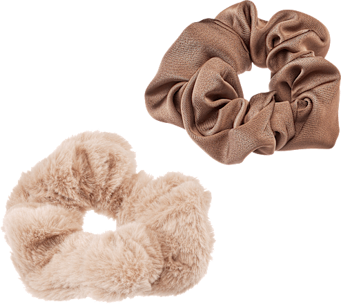 Scrunchies Satinoptik, Kunstfell Braun-Töne ebelin