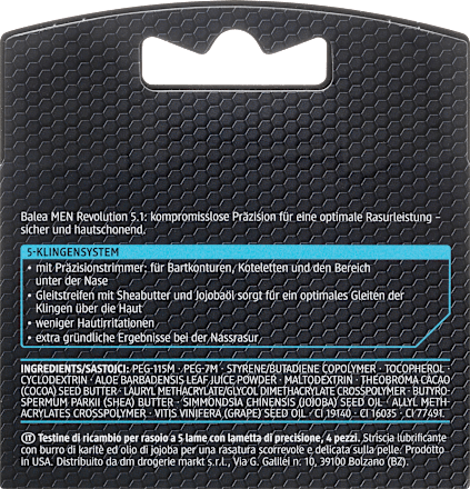 Revolution 5.1 nadomestne britvice za moške s 5 rezili Balea MEN