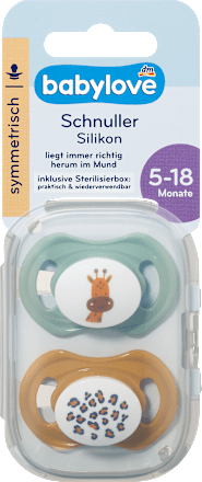 Schnuller Silikon symmetrisch, ocker/mint, 5-18 Monate babylove