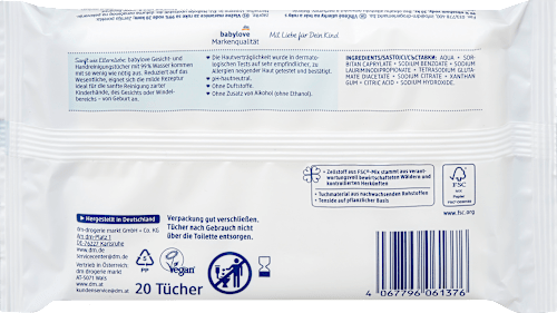 Salviette umidificate viso e mani 99% acqua babylove