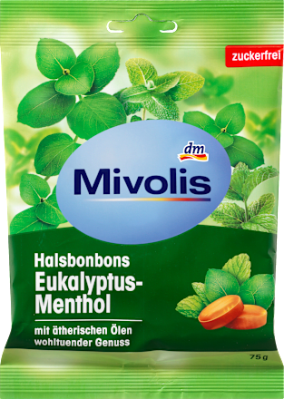 Bonbon, Eukalyptus-Menthol, zuckerfrei Mivolis