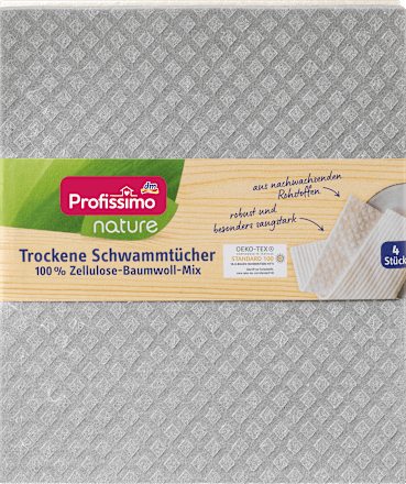 Trockene Schwammtücher nature 100% Zellulose-Baumwoll-Mix Profissimo
