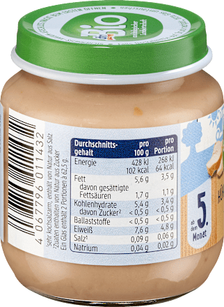 Bio bébimenü csirkehúsos készítmény, 5. hónapos kortól dmBio