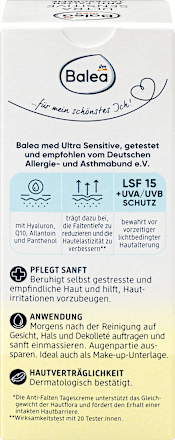 Dnevna krema za obraz proti gubam ULTRA SENSITIVE, ZF 15 Balea med