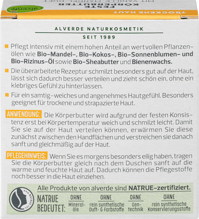Feste Körperbutter mit Vanille-Mandel-Duft alverde NATURKOSMETIK