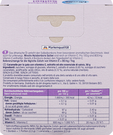 Zsályás cukorka C-vitaminnal Mivolis
