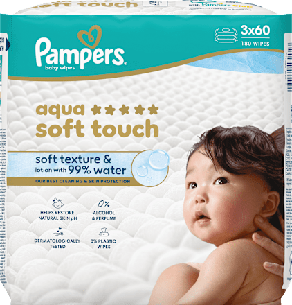 Vlažilni robčki Aqua soft touch, 3 × 60 Pampers