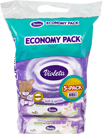 double care vlažne maramice – organsko bademovo mlijeko, 5 x 56 kom. Violeta